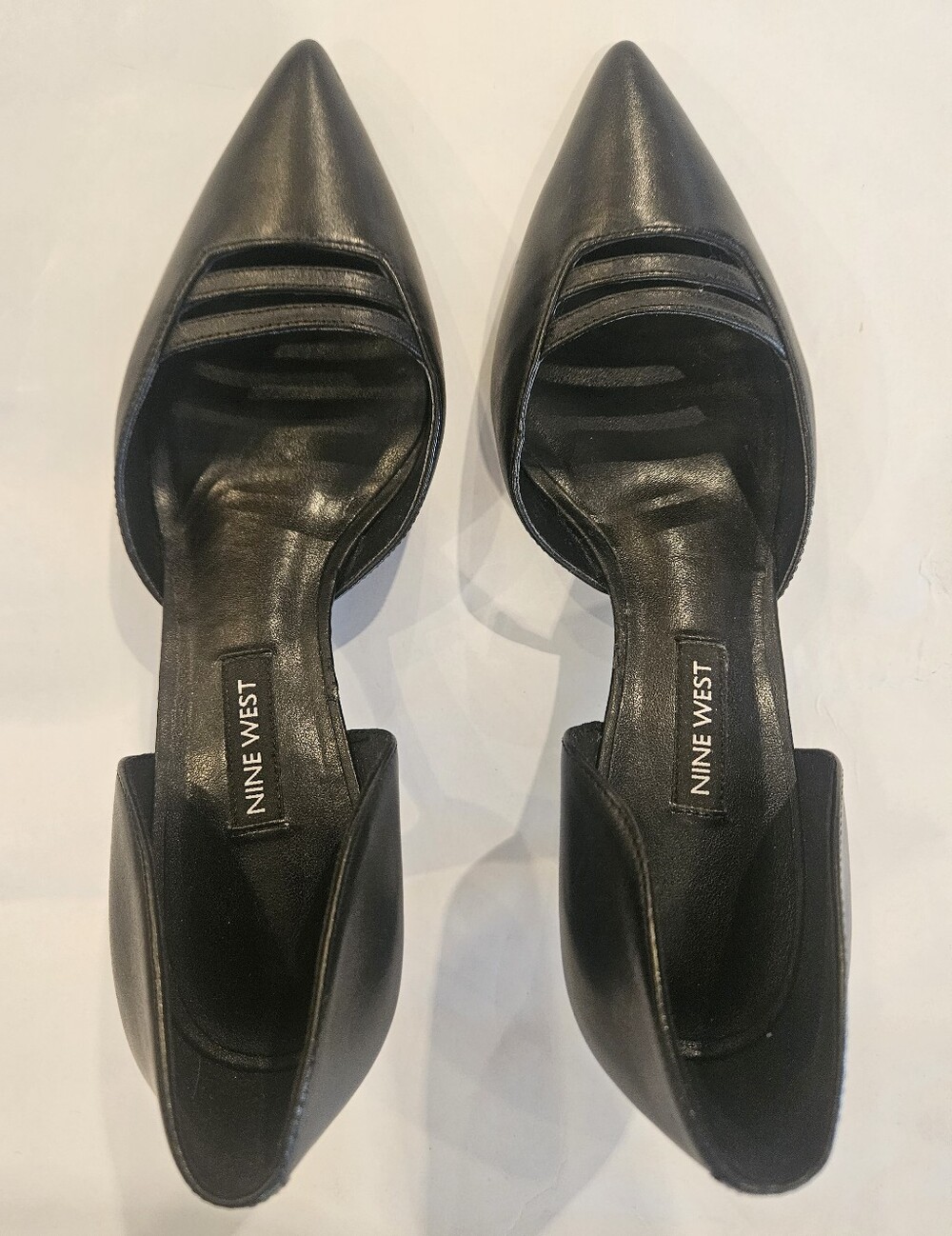 Nine West Black Pointed d'Orsay Leather Flats